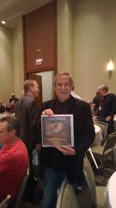 Roger Sharpe with the Buffalo Pinball Artvoice cover story at Pinball Expo 2014 in Chicago.